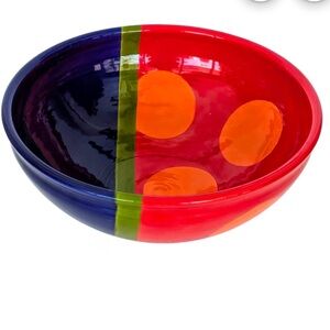 Vintage Carol Herschleb Colorful Art Pottery Bowl - Postmodern Ceramics